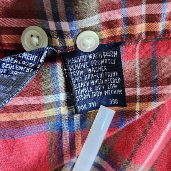 Nautica Shirt Mens Large Pinpoint Oxford Long Sleeve Button Down Plaid Cotton - Picture 5 of 8